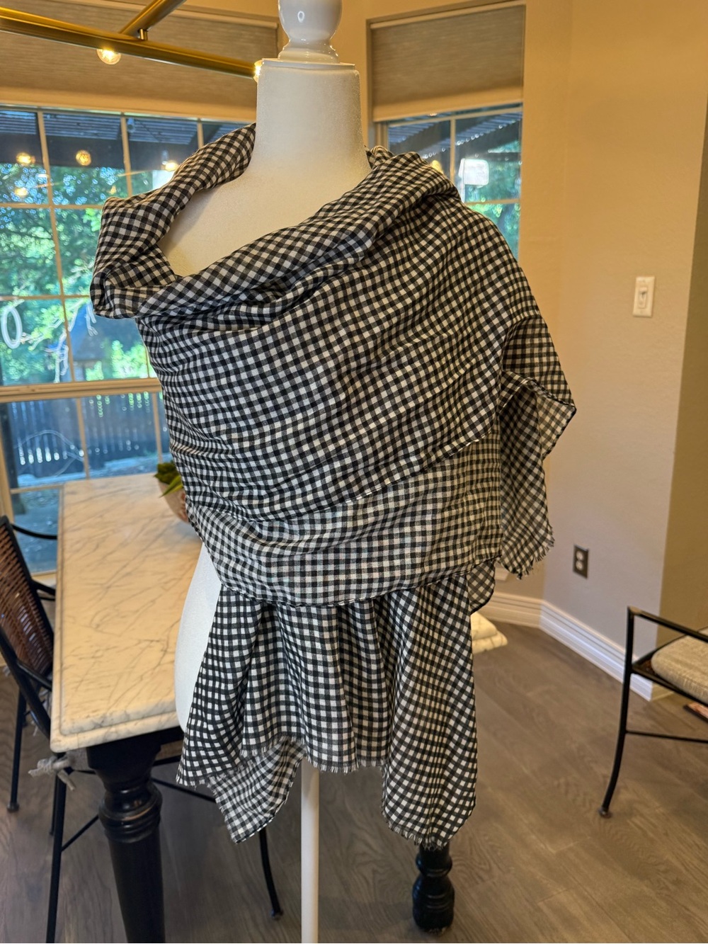 Black & White Gingham Wrap Scarf - Brand Unspecified